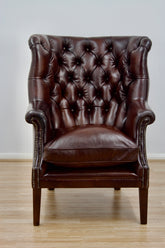 Bradley Armchair Antiqued Leather Wingback Chair